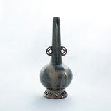 Flower Vase with Takatori Kiyu Pierced Carved High Base and Handle