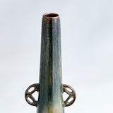 Flower Vase with Takatori Kiyu Pierced Carved High Base and Handle