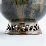 Flower Vase with Takatori Kiyu Pierced Carved High Base and Handle