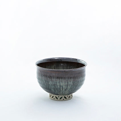 Tea Bowl with Takatori Kiyu Pierced Carved High Base